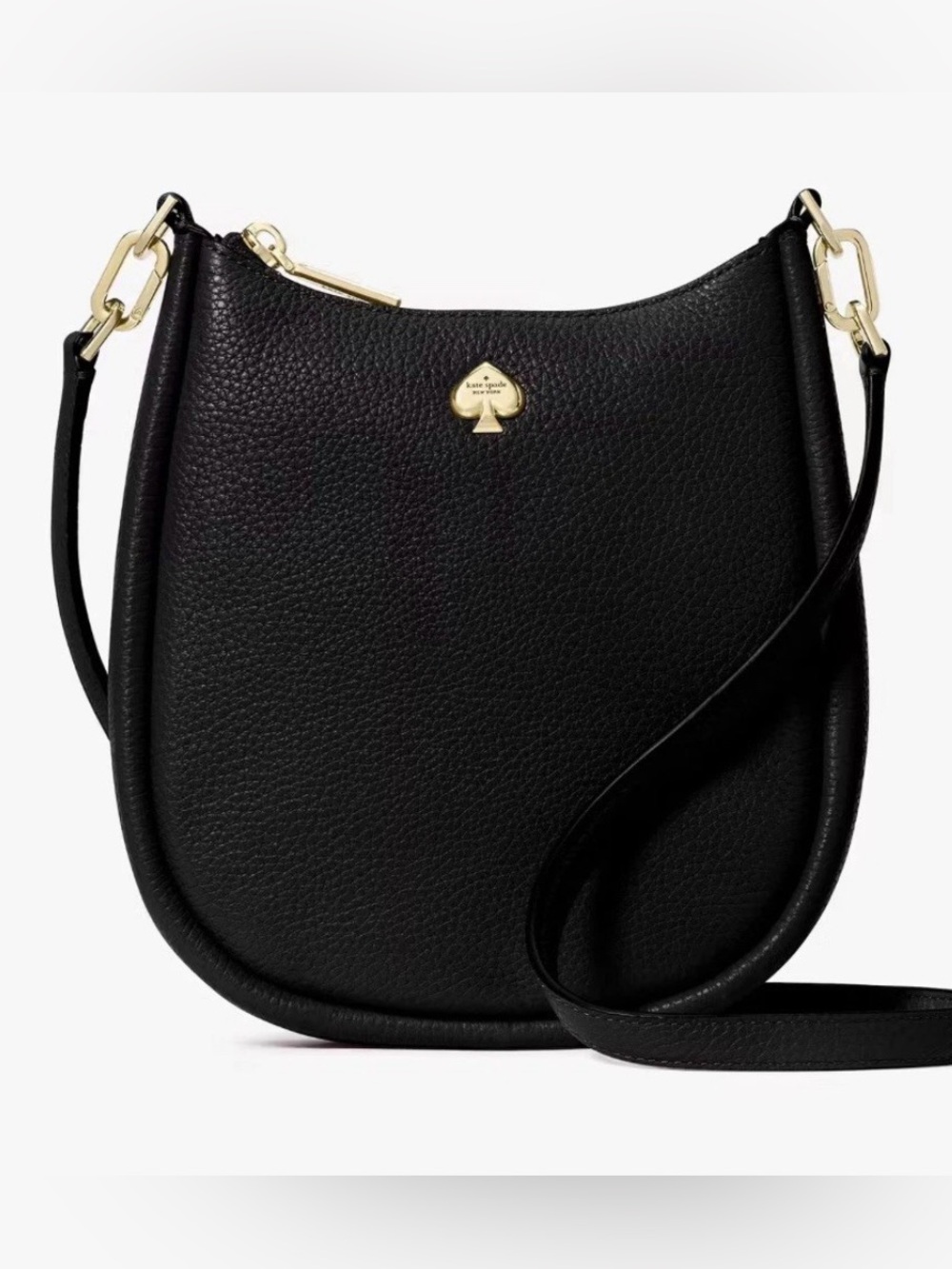 Kate Spade Kayla Crossbody Saddle Bag Black Pebbled Leather New